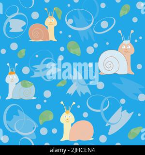 pattern of multicolored snails and starfish, shells without background Stock Vector