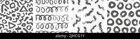 Hand drawn abstract backgrounds in Memphis style. Stock Vector
