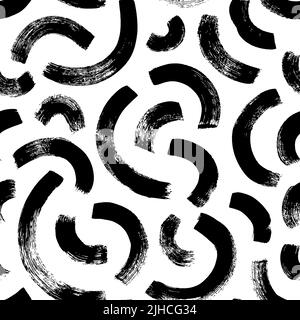 Grunge half black circles vector seamless pattern. Stock Vector