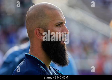 Manchester, UK. 17th July, 2022. Moeen Ali of England in Manchester, United Kingdom on 7/17/2022. (Photo by Conor Molloy/News Images/Sipa USA) Credit: Sipa USA/Alamy Live News Stock Photo