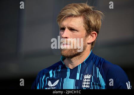 Manchester, UK. 17th July, 2022. David Willey of England in Manchester, United Kingdom on 7/17/2022. (Photo by Conor Molloy/News Images/Sipa USA) Credit: Sipa USA/Alamy Live News Stock Photo