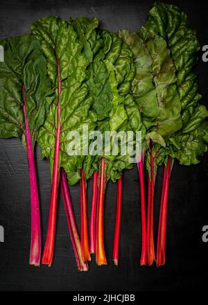 Swiss Chard on a dark surface Stock Photo
