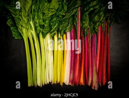 Swiss Chard on a dark surface Stock Photo