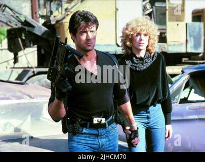 SYLVESTER STALLONE, BRIGITTE NIELSEN, COBRA, 1986 Stock Photo