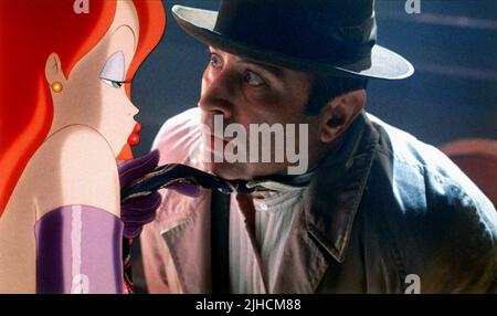 JESSICA RABBIT, BOB HOSKINS, WHO FRAMED ROGER RABBIT, 1988 Stock Photo