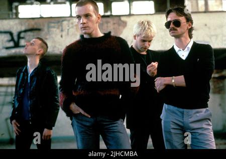 EWEN BREMNER, EWAN MCGREGOR, JONNY LEE MILLER, ROBERT CARLYLE, TRAINSPOTTING, 1996 Stock Photo