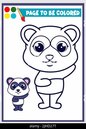 coloring book for kids with cute panda, Coloring template, Children's coloring Stock Vector