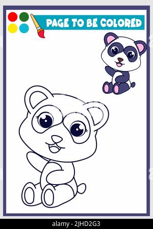 coloring book for kids with cute panda, Coloring template, Children's coloring Stock Vector