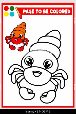 coloring book for kids. hermit crab Stock Vector