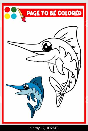 coloring book for kids. vector swordfish Stock Vector