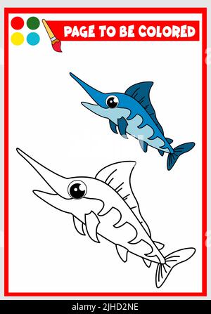 coloring book for kids. vector swordfish Stock Vector