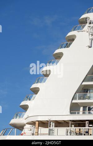 Seattle - July 09, 2022; Profile of stern of NCL cruise ship Norwegian Bliss Stock Photo