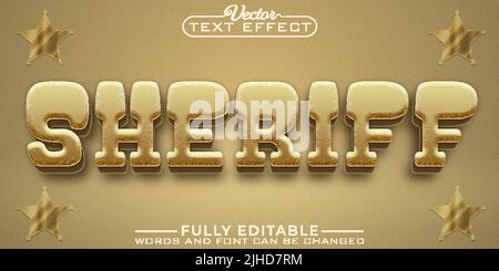 Cartoon Sheriff Editable Text Effect Template Stock Vector