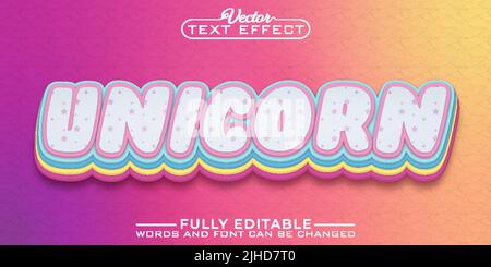 Unicorn Editable Text Effect Template Stock Vector