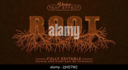 Brown Root Vector Editable Text Effect Template Stock Vector
