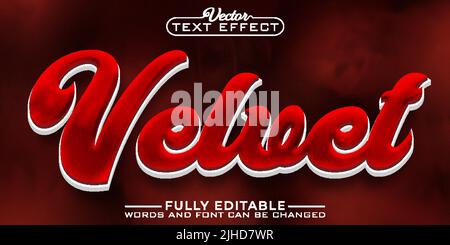 Red Velvet Fabric Vector Editable Text Effect Template Stock Vector