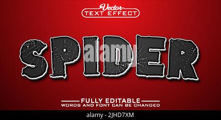 Spider Web Editable Text Effect Template Stock Vector