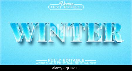Winter Iced Editable Text Effect Template Stock Vector