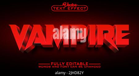 Red Horror Vampire Editable Text Effect Template Stock Vector