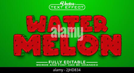 Cartoon Watermelon Editable Text Effect Template Stock Vector