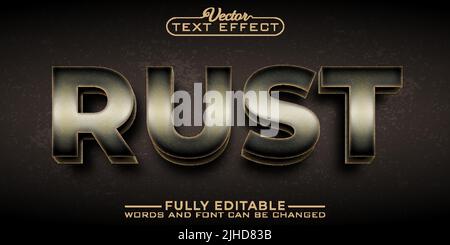 Metal Rust Editable Text Effect Template Stock Vector