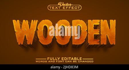 Brown Wooden Editable Text Effect Template Stock Vector