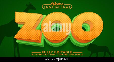 Cartoon Orange Zoo Vector Editable Text Effect Template Stock Vector