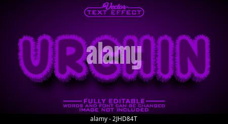 Purple Sea Urchin Editable Text Effect Template Stock Vector