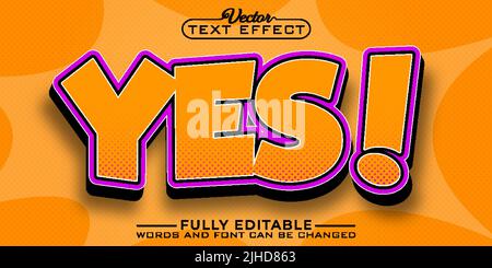 Cartoon Pop Art Yes Vector Editable Text Effect Template Stock Vector