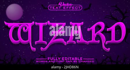 Mystic Purple Wizard Vector Editable Text Effect Template Stock Vector