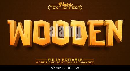 Cartoon Wooden Editable Text Effect Template Stock Vector