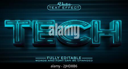 Dark Turquoise Tech Vector Editable Text Effect Template Stock Vector