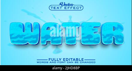 Cartoon Blue Water Vector Editable Text Effect Template Stock Vector
