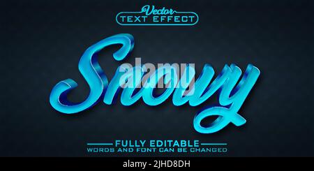 Blue Snowy Editable Text Effect Template Stock Vector