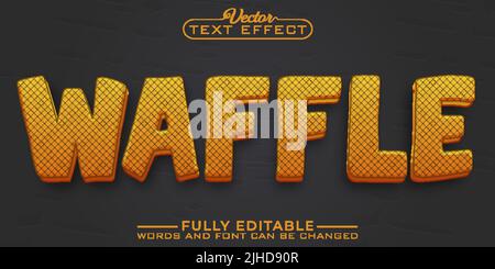 Cartoon Waffle Food Editable Vector Text Effect Template Stock Vector