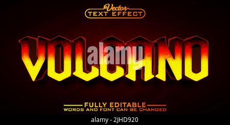 Volcano Editable Vector Text Effect Template Stock Vector