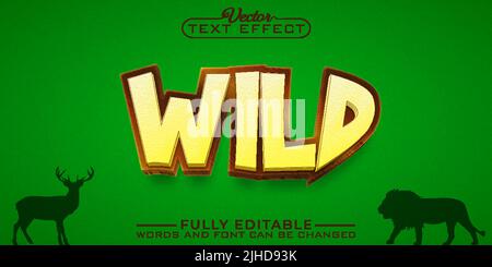 Cartoon Wild Editable Vector Text Effect Template Stock Vector