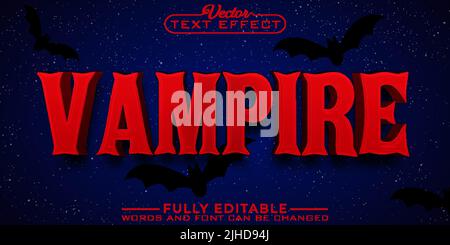 Cartoon Wampire Editable Vector Text Effect Template Stock Vector