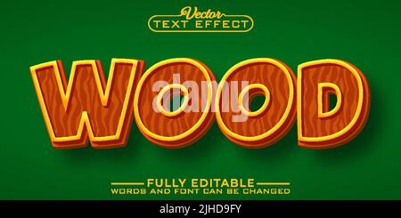 Cartoon Wood Editable Vector Text Effect Template Stock Vector