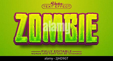 Cartoon Zombie Editable Vector Text Effect Template Stock Vector