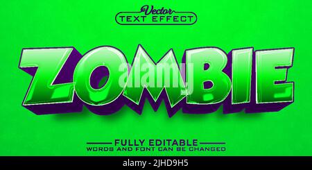 Cartoon Zombie Editable Vector Text Effect Template Stock Vector