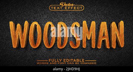 Woodsman Editable Vector Text Effect Template Stock Vector