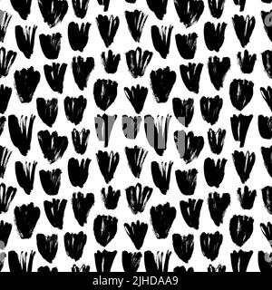 Abstract black flower buds vector seamless pattern Stock Vector