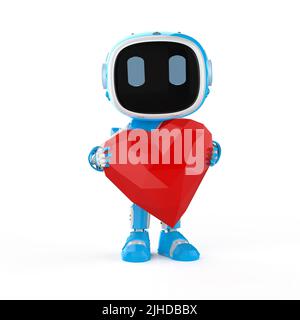 Automation matchmaker concept with 3d rendering blue robot hold red heart Stock Photo