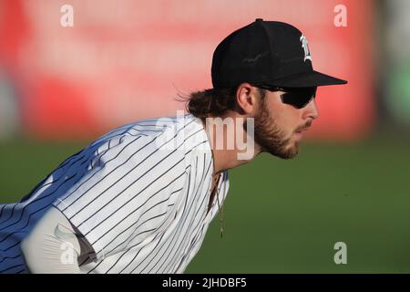 July 16 2022, London Ontario Canada, The London Majors defeat the Hamilton Cardinals 11-6. Gibson Krzeminski of the London Majors. Luke Durda/Alamy Stock Photo