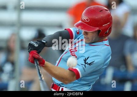 July 16 2022, London Ontario Canada, The London Majors defeat the Hamilton Cardinals 11-6. Sean Pettener of the Hamilton Cardinals. Luke Durda/Alamy Stock Photo