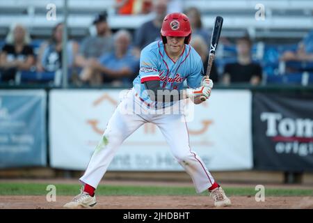 July 16 2022, London Ontario Canada, The London Majors defeat the Hamilton Cardinals 11-6. Sean Pettener of the Hamilton Cardinals. Luke Durda/Alamy Stock Photo