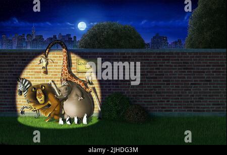 MARTY THE ZEBRA, ALEX THE LION, GLORIA THE HIPPO, MELMAN THE GIRAFFE, MADAGASCAR, 2005 Stock Photo