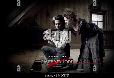 JOHNNY DEPP, HELENA BONHAM CARTER POSTER, SWEENEY TODD: THE DEMON BARBER OF FLEET STREET, 2007 Stock Photo