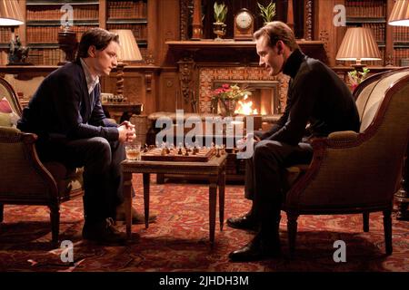 JAMES MCAVOY, MICHAEL FASSBENDER, X-MEN: FIRST CLASS, 2011 Stock Photo